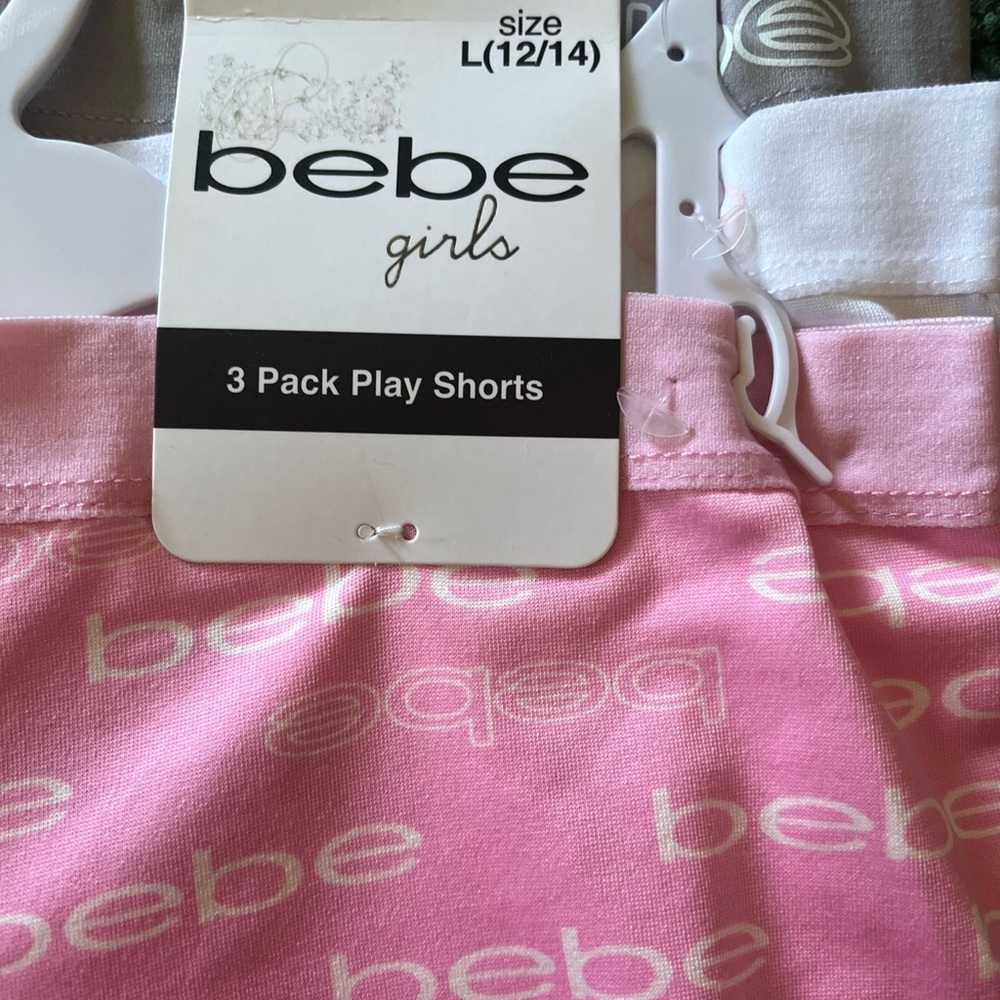 Bebe Girls Pink, White, and Gray Shorts Set